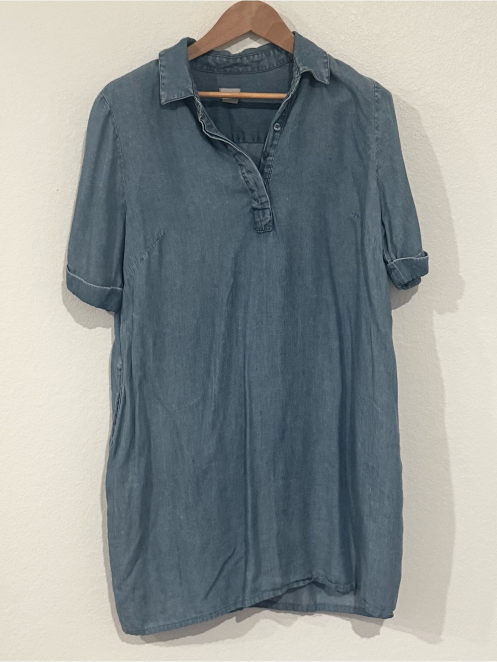 Chico's Blue Denim-Style Midi Shirt Dress